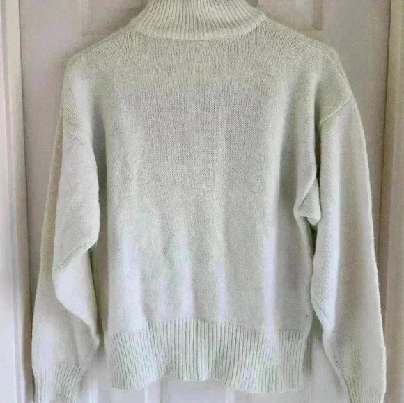 Vintage Size L Petite Christmas Holiday Sweater Mockneck Embroidered Mistletoe - Picture 4 of 5